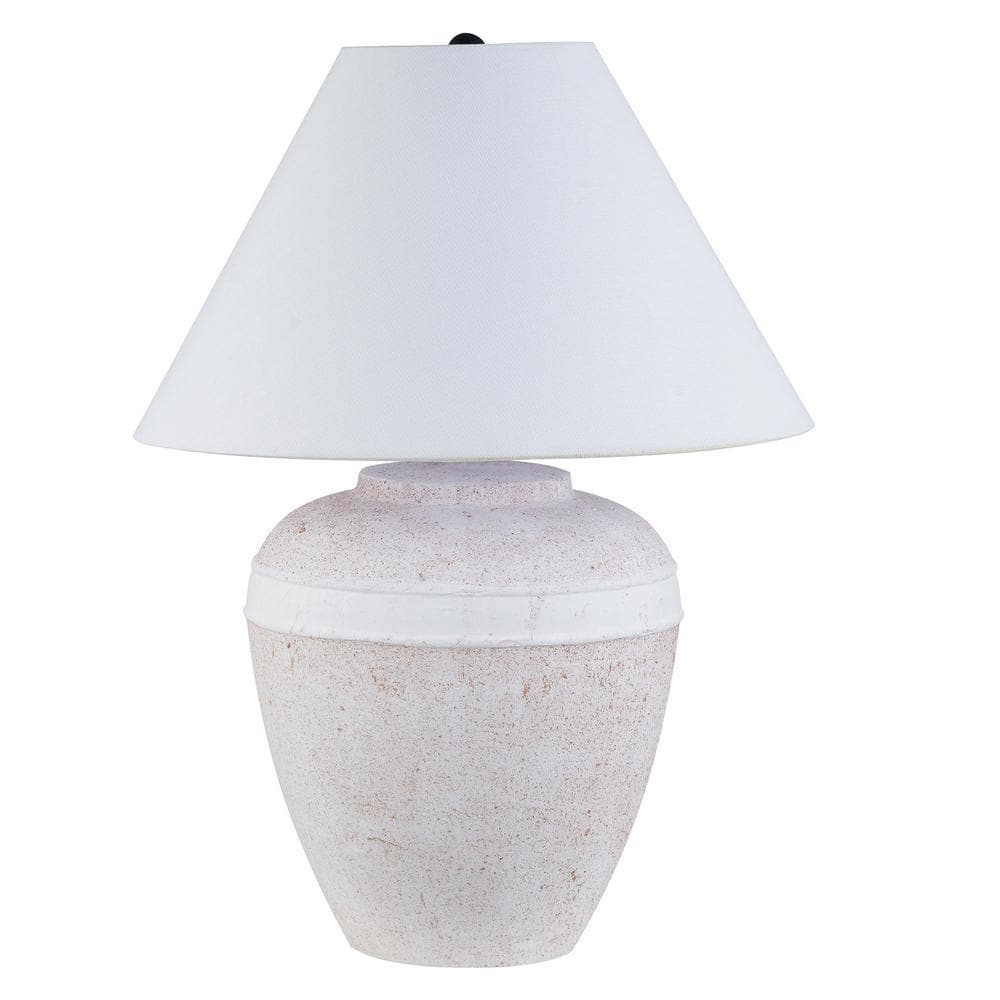 Evelyn&Zoe Chiara 22.5" Modern Ceramic Table Lamp with White Cone Fabric Shade