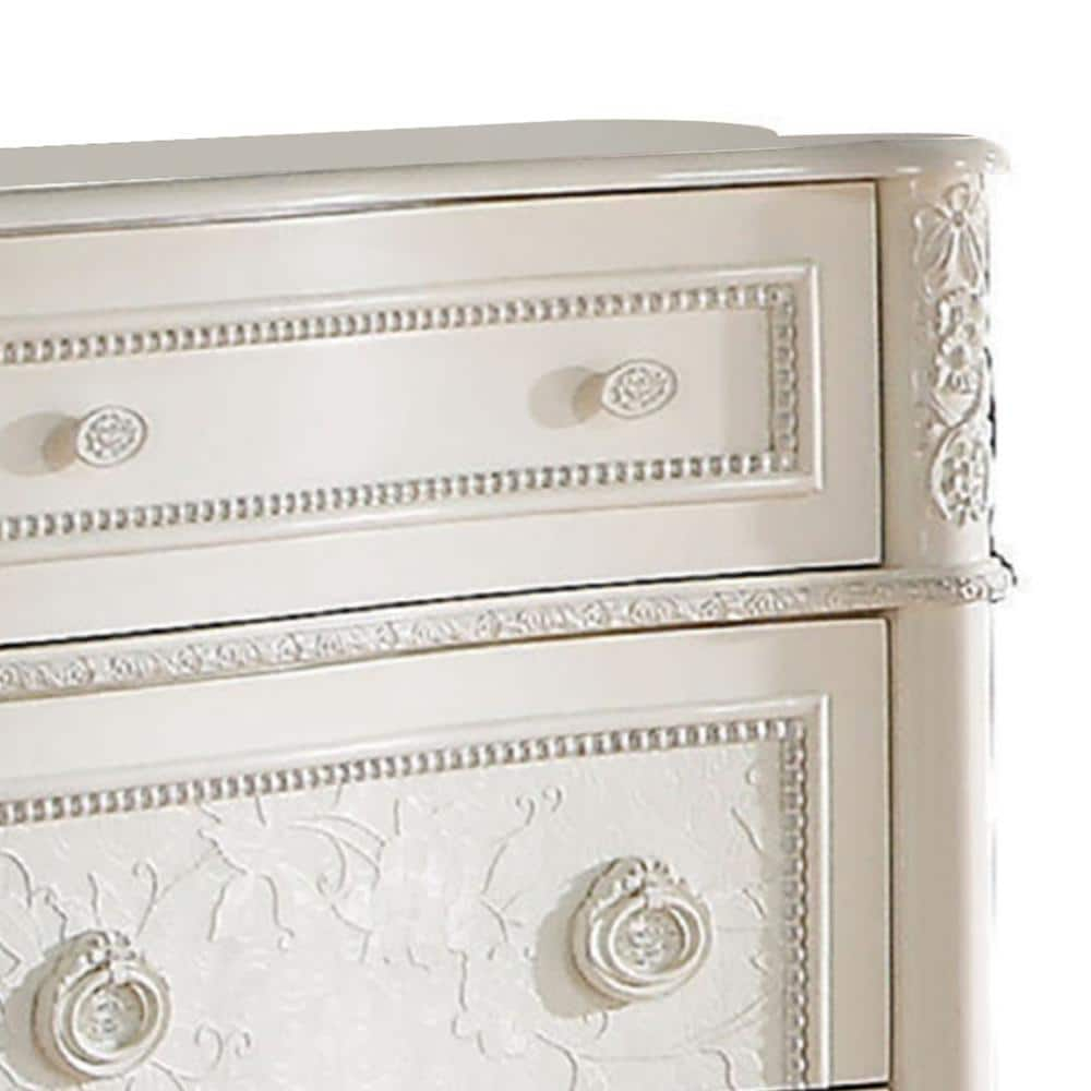 Dorie 54 in. Wide Dresser - 6 Drawers - Oval Molded Trim - Wood - Ivory White