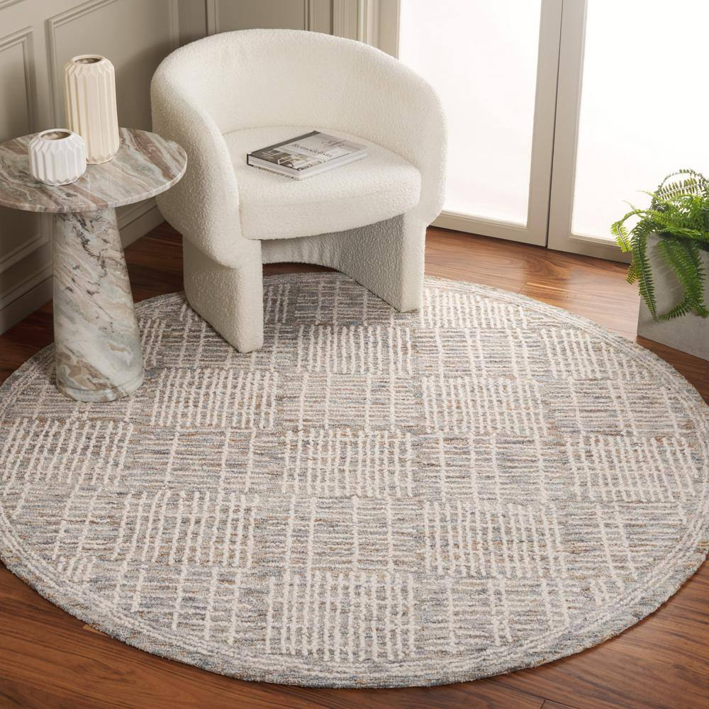 SAFAVIEH Abstract Milan Striped Area Rug, Brown/Ivory, 6' x 6' Round