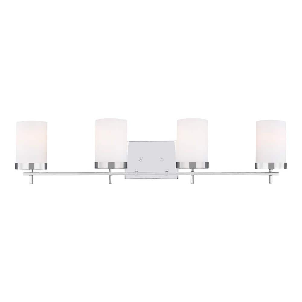 Chrome 4-Light Dimmable Cylinder Bathroom Vanity Light