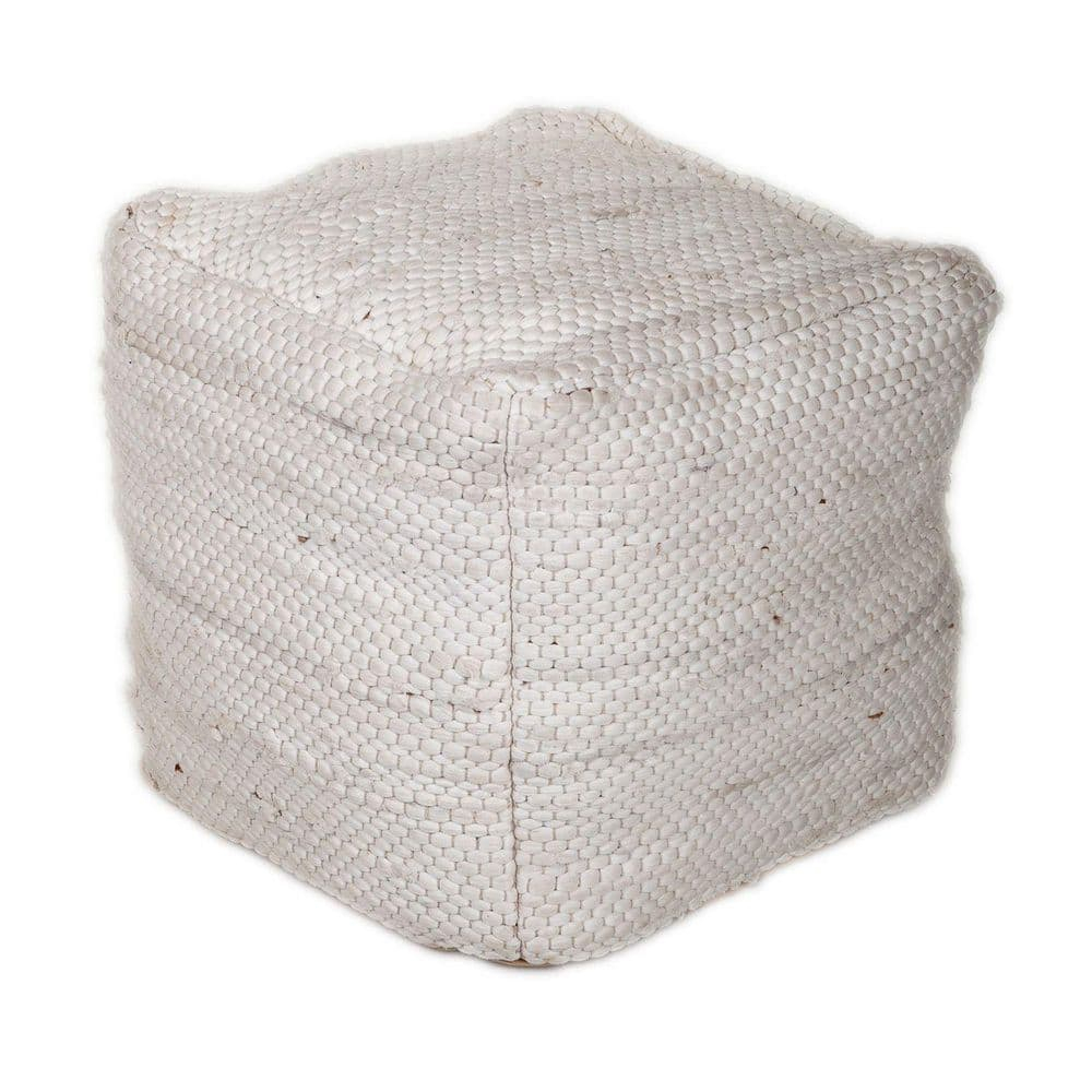 16 x 16 x 16 in. Chic Chunky White Textured Pouf