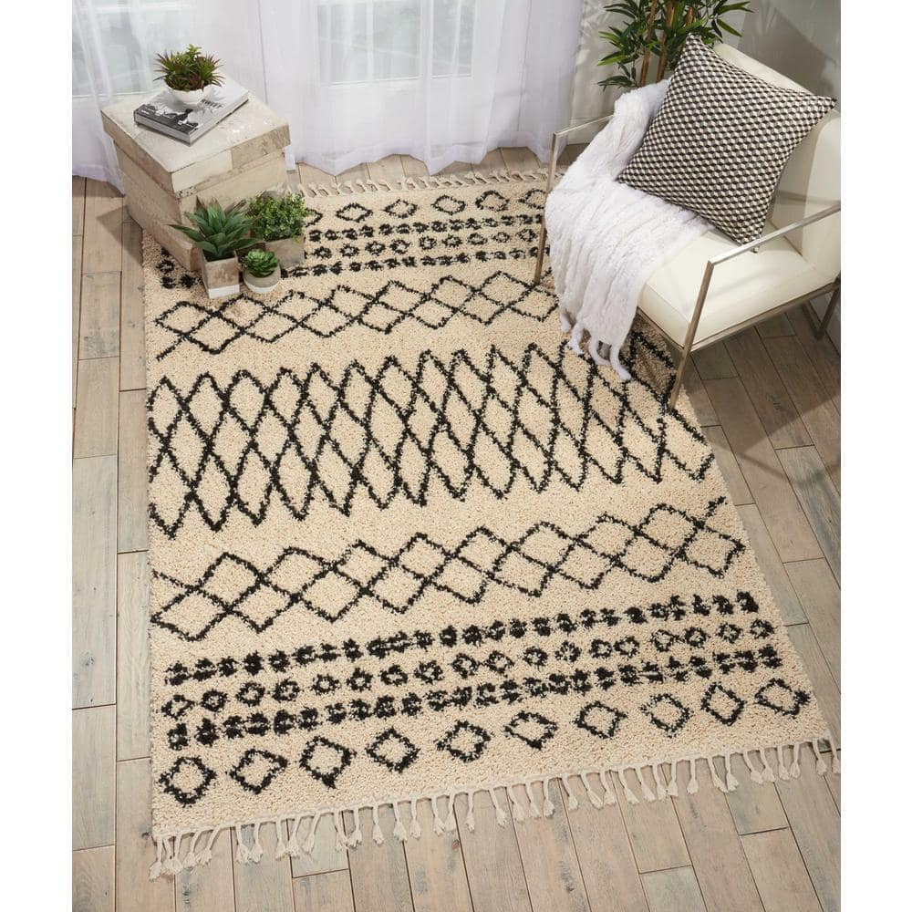 Moroccan Shag Cream 4 ft. x 6 ft. Shag Bohemian Area Rug