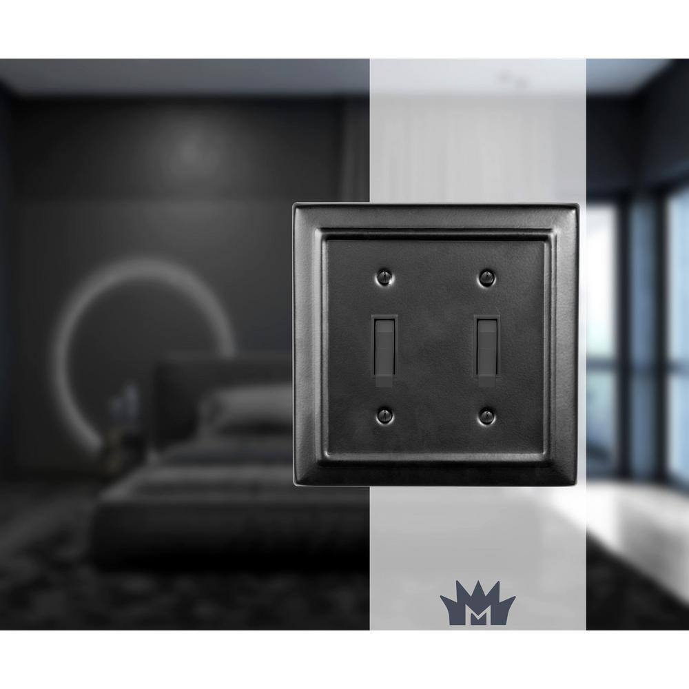 Matte Black Architectural Aluminum 2-Gang Toggle Wall Plate Set