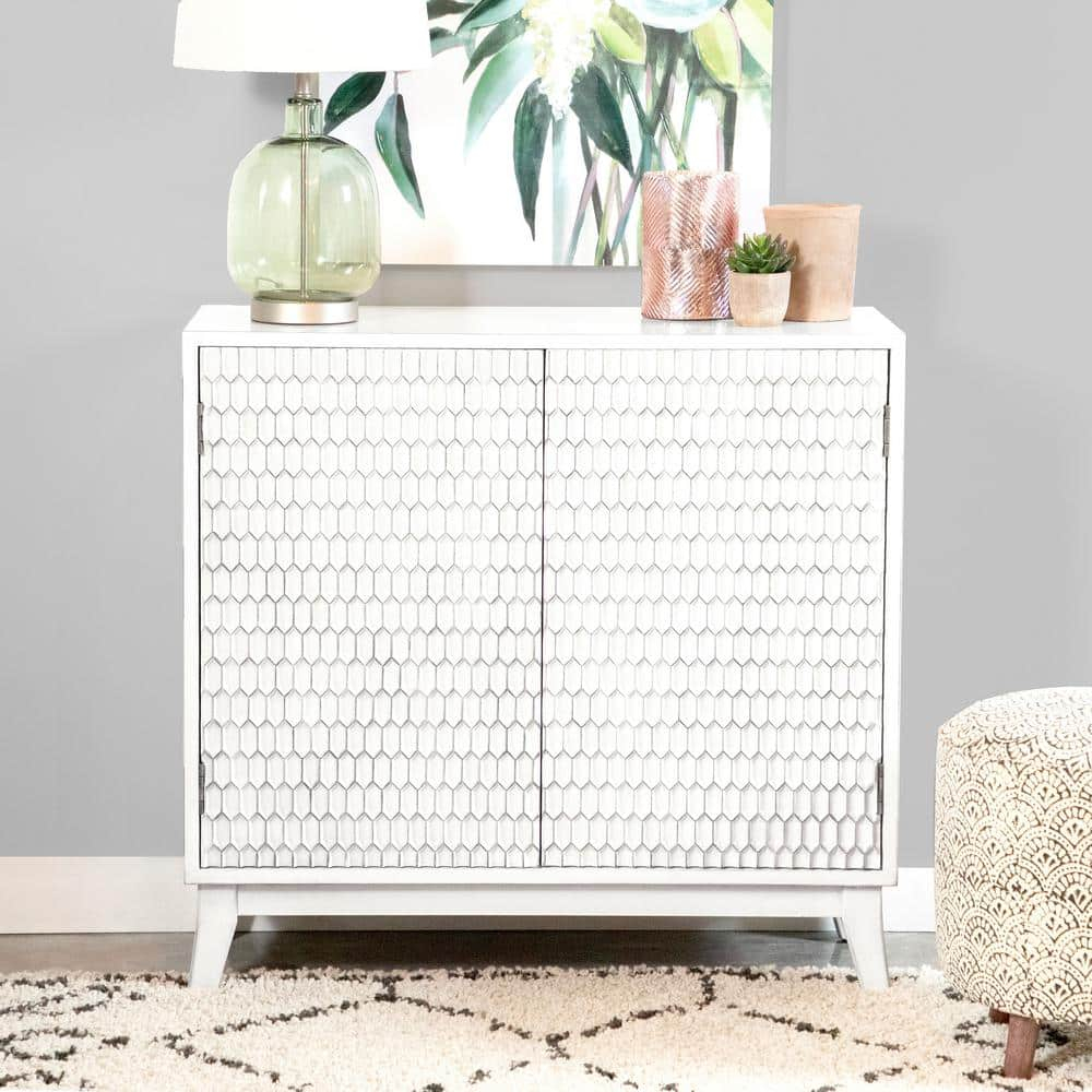 Coaster Contemporary Wood Rectangular 2-Door Accent Cabinet in White