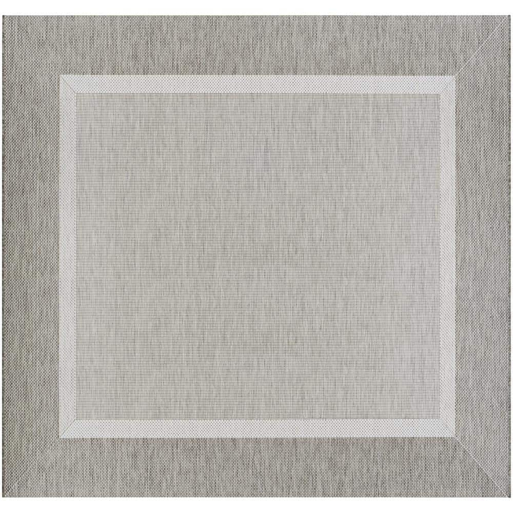 Couristan Recife Stria Texture Indoor / Outdoor Area Rug, Champagne- Taupe, 8'6" Square