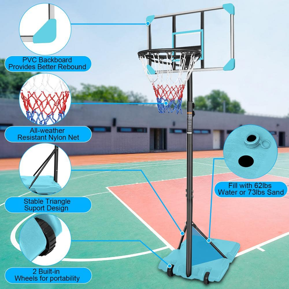 Blue Adjustable Polycarbonate Portable Basketball Goal System