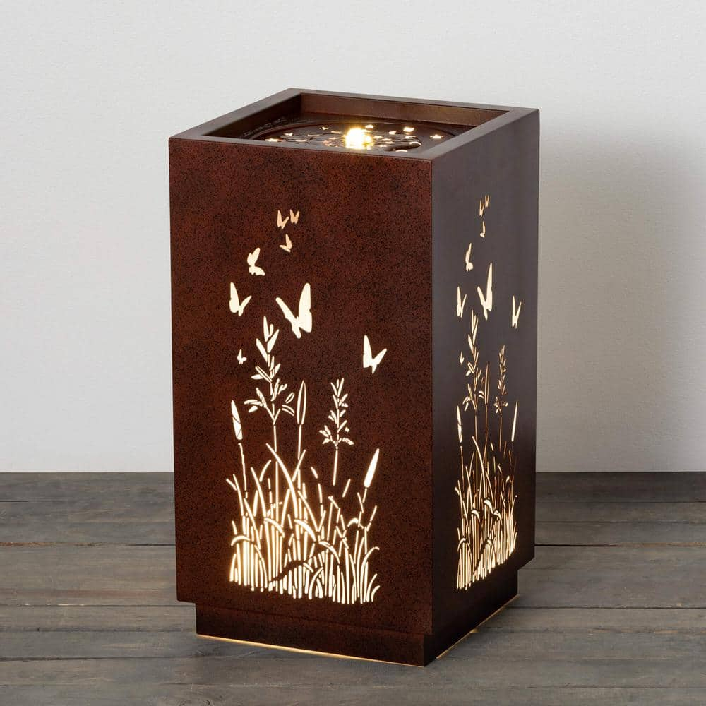 Sullivans 21.75" Pierced Copper Square Fountain, Metal