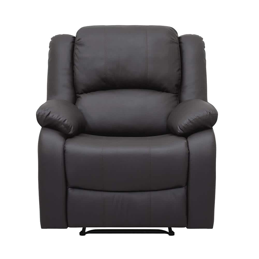 Lexicon Fairview Faux Leather Upholstered Manual Recliner in Dark Brown