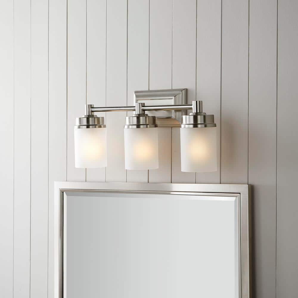 Hampton Bay Transitional 3-Light Brushed Nickel Vanity Light