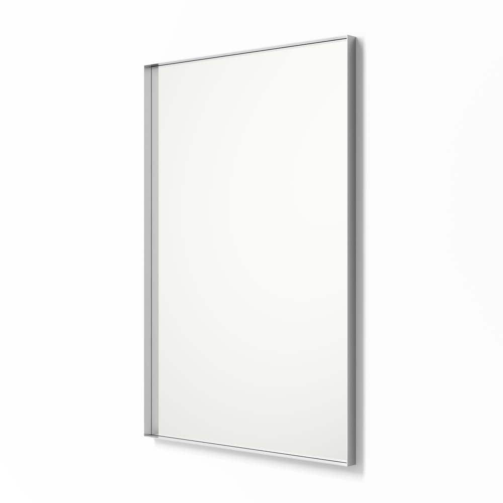 20 in. x 30 in. Metal Framed Rectangular Bathroom Vanity Mirror in Silver