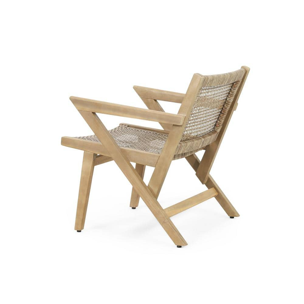 Noble House Outdoor Dining Chair - Polyethylene - Set of 2 - Light Brown