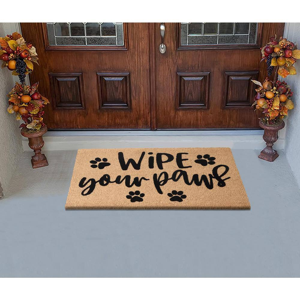 A1HC Natural Coir Flocked Doormat with Heavy Duty Non-Slip PVC Backing Easy to Clean, Fade Resistant, Pet Friendly Outdoor Welcome Mat, Low-Profile Durable Doormat