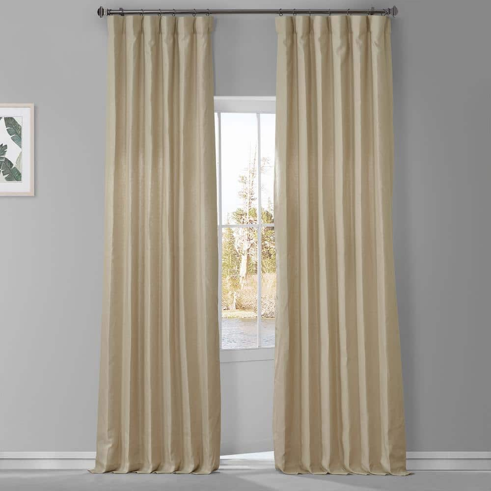 HPD HALF PRICE DRAPES French Linen Curtains 120 Inches Long Room Darkening Curtains for Bedroom & Living Room 50 X 120, (1 Panel), Walnut Beige