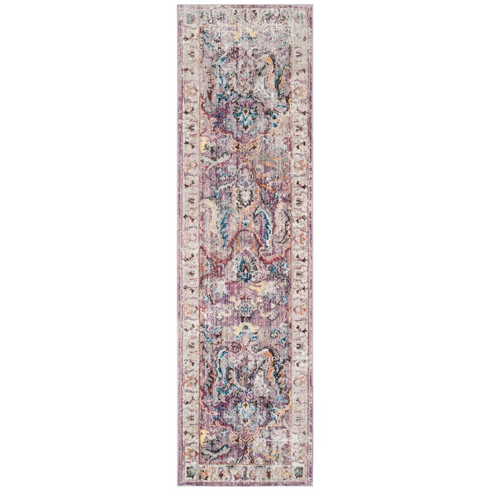 Safavieh Bristol Gretchen 2 x 6 (ft) Loomed Polyester Lavender/Light Gray Rectangular Indoor Distressed/Overdyed Vintage Runner rug