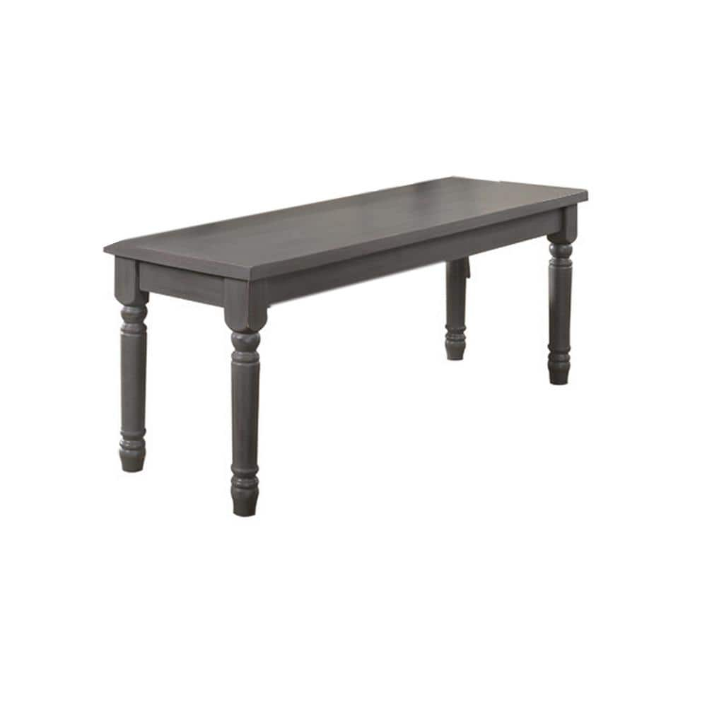 Best Master Luxembourg Solid Wood Dining Bench in Rustic Gray
