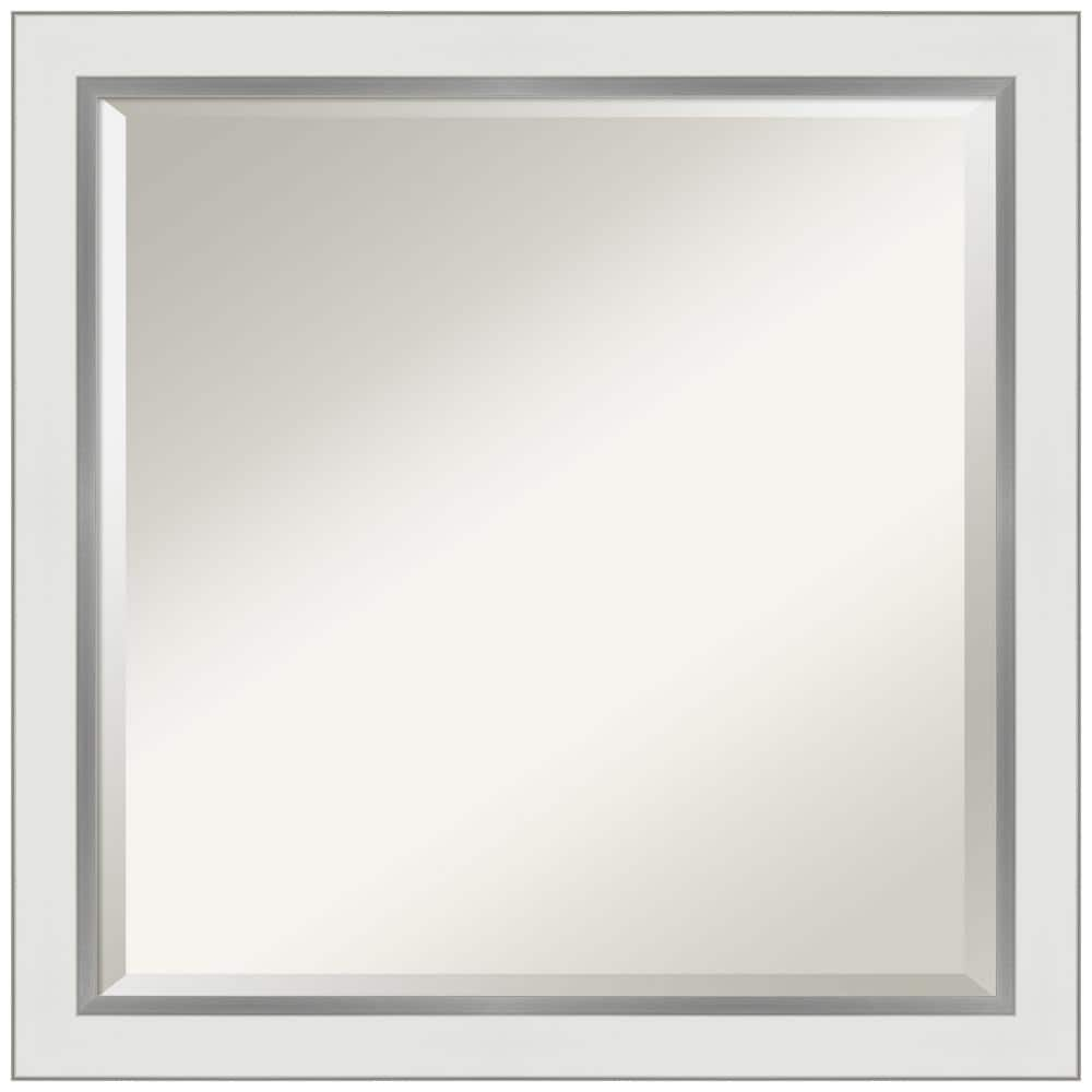 Amanti Art Eva 23-Inches x 23-Inches Framed Square Bathroom Vanity Mirror ( Satin Silver,White )