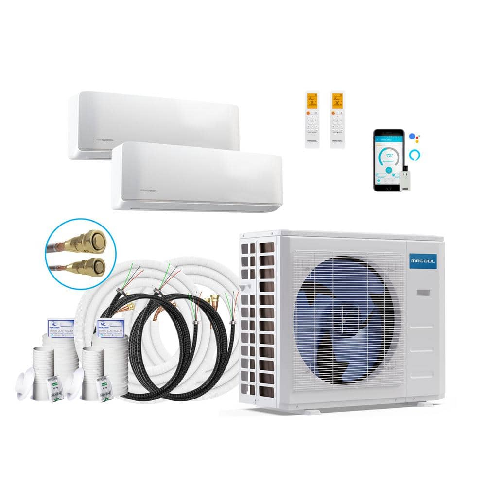 MRCOOL DIY Mini Split - 36,000 BTU 2 Zone Ductless Air Conditioner and Heat Pump with 25 ft. Install Kit, DIYM236HPW03C07