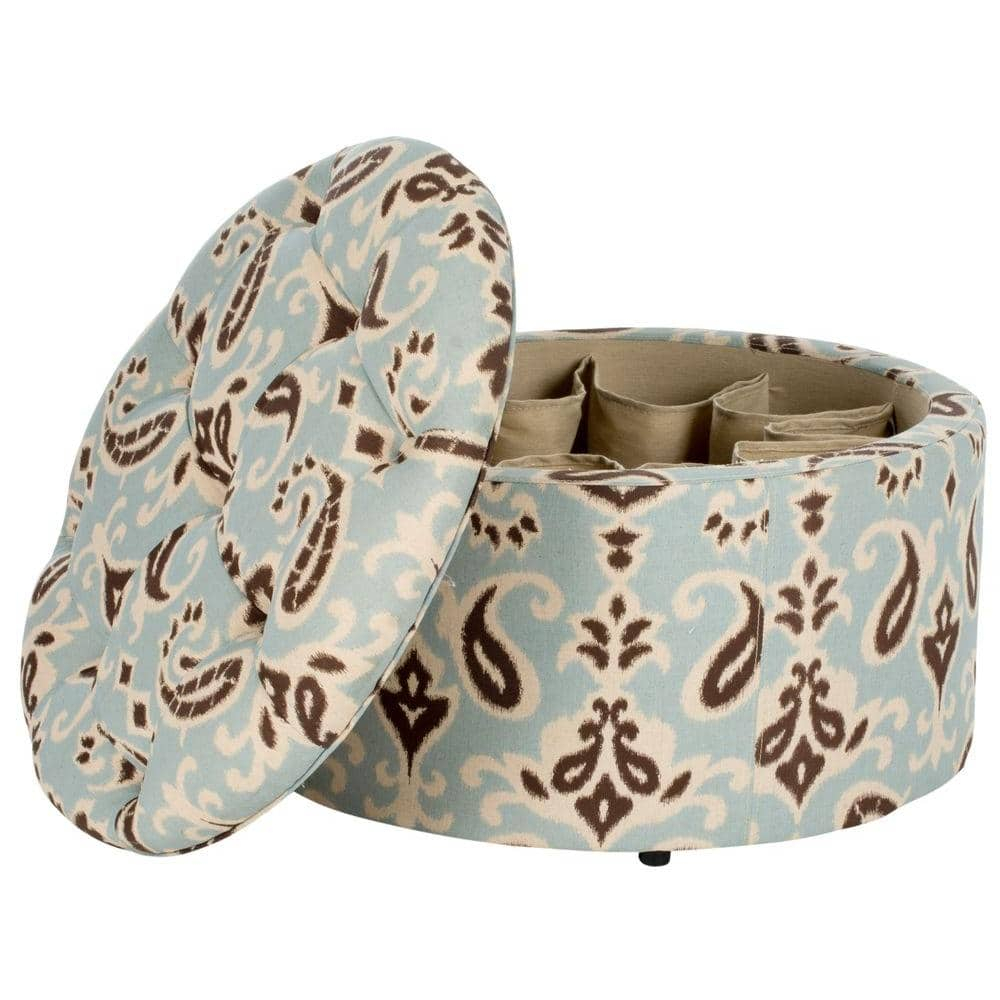 Safavieh  Tanisha Cyan Blue Shoe Storage Ottoman