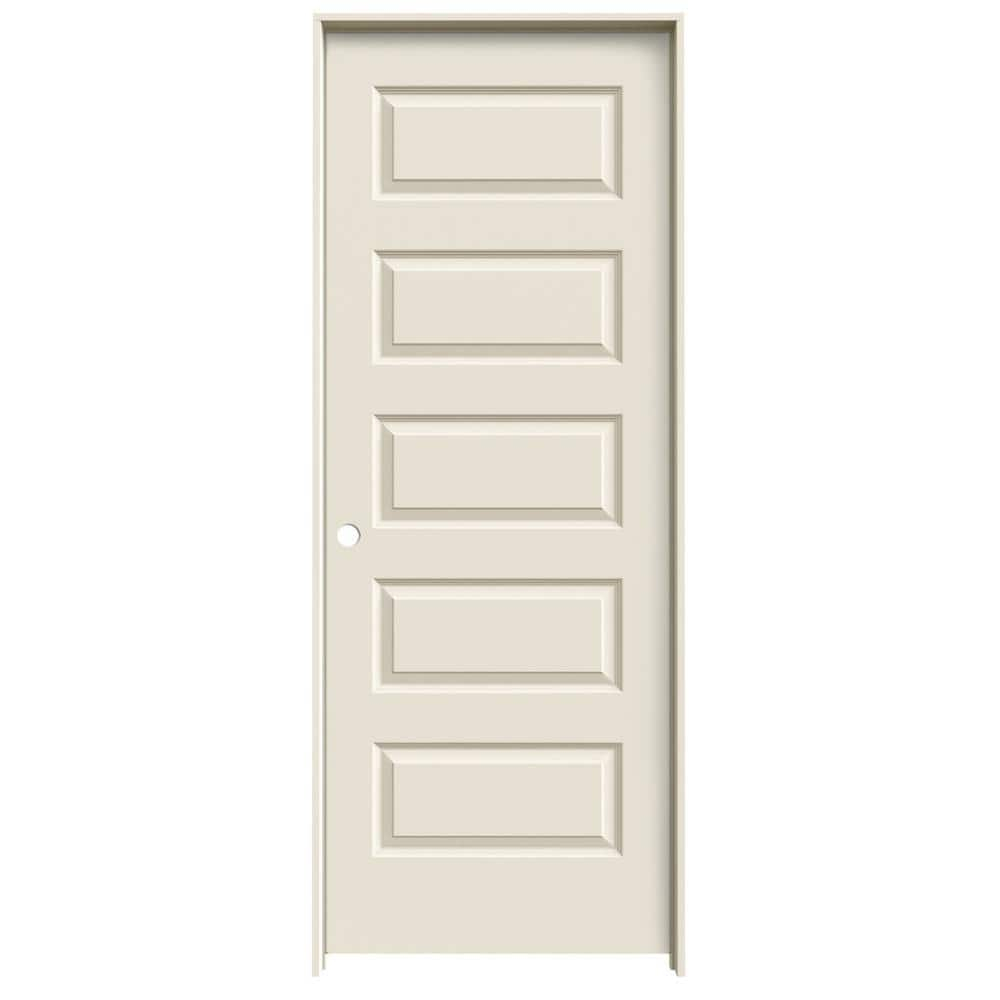 30 in. x 80 in. Smooth Rockport Right-Hand Solid Core Primed Molded Composite Single Prehung Interior Door