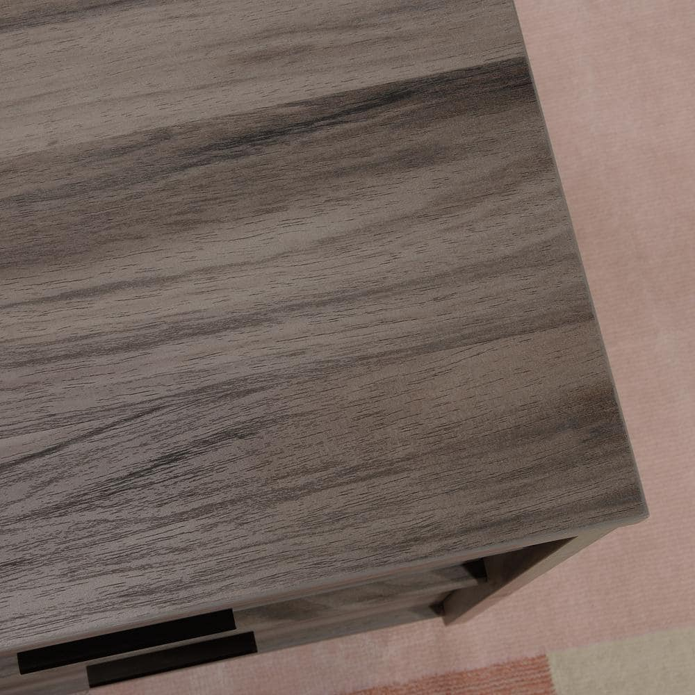 Jet Acacia Executive Desk with Drawer and Keyboard Tray