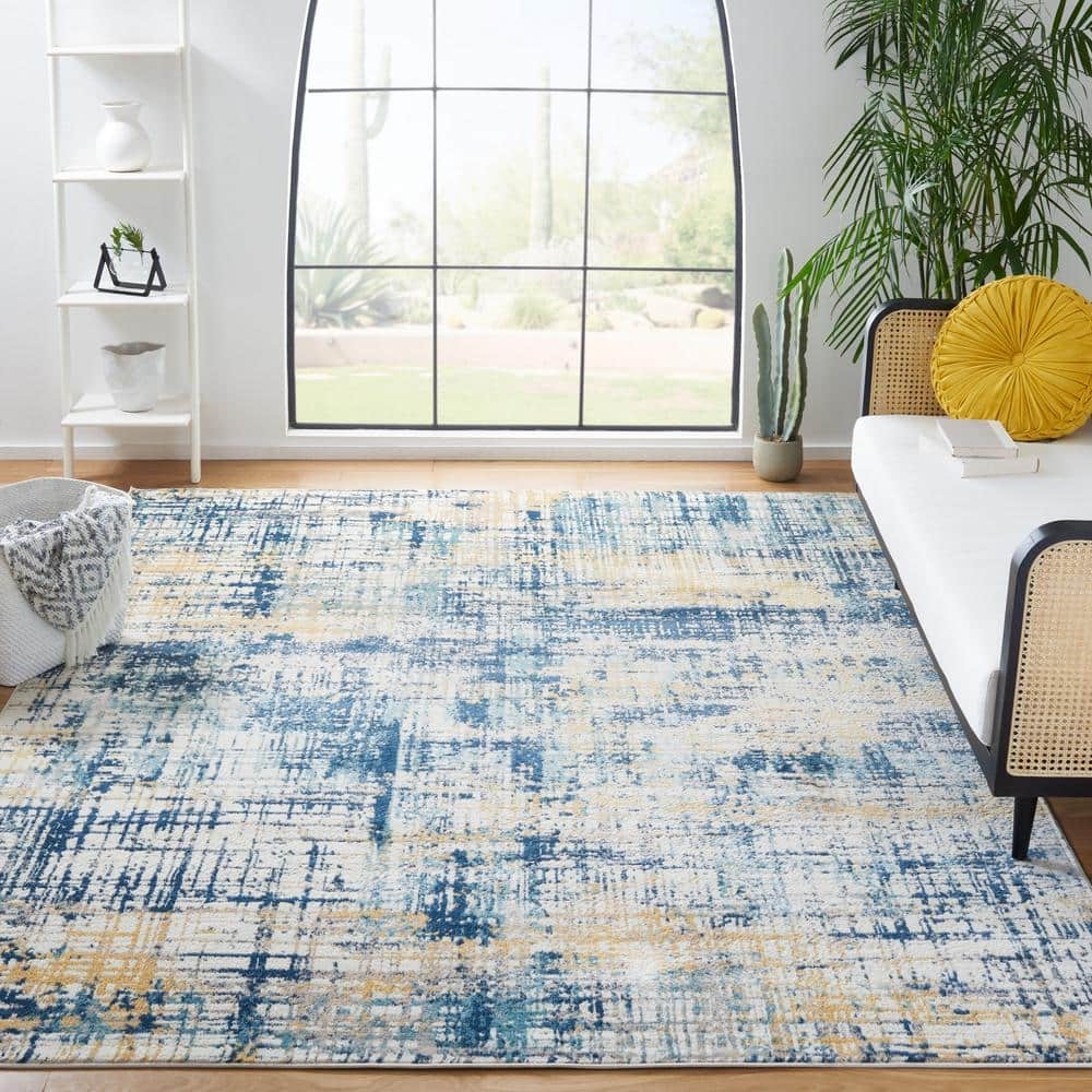 SAFAVIEH Skyler Mandy Distressed Area Rug, Navy/Gold, 8' x 10'