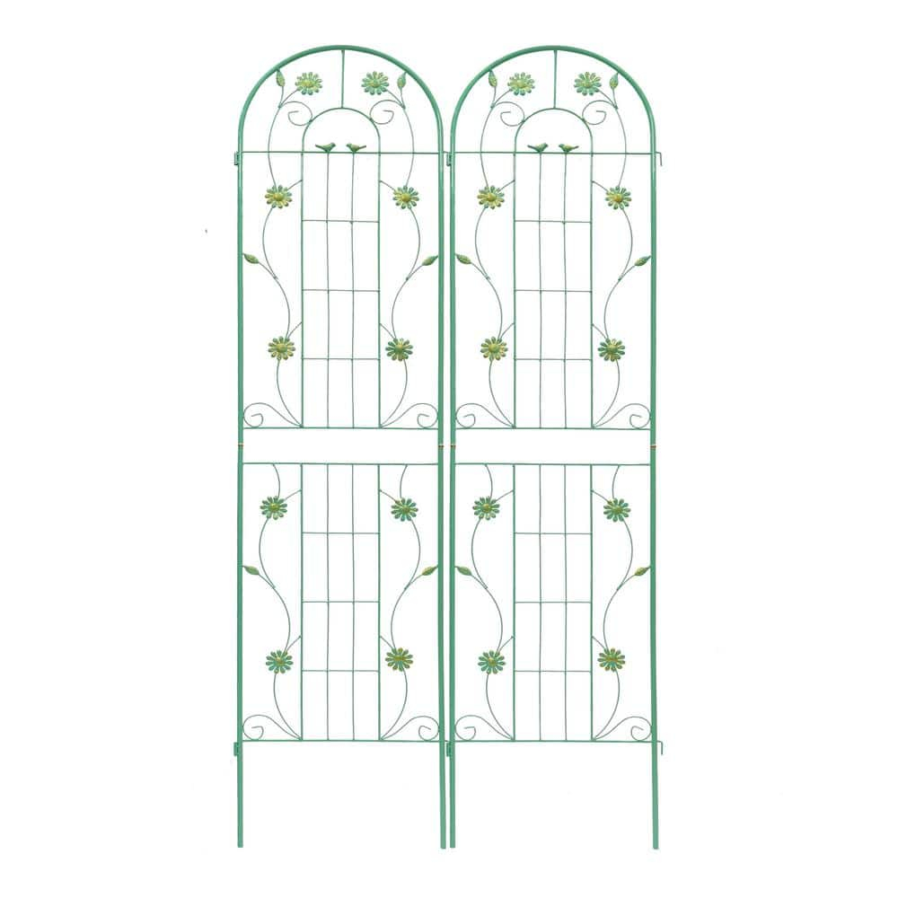 ANYHI 2 Pack Metal Garden Trellis 86.7" x 19.7" Rustproof Trellis for Climbing Plants Outdoor Flower Support Green