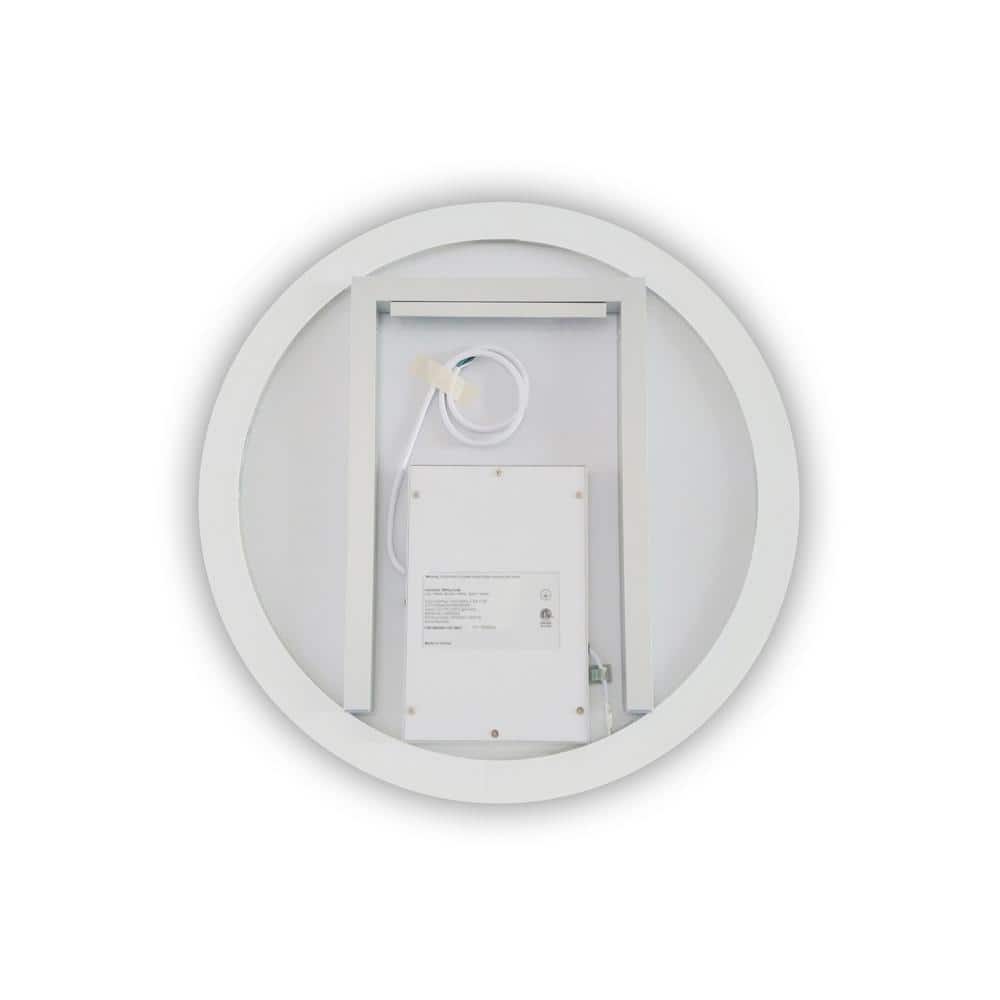 Century 32 in. W x 32 in. H Frameless Round LED Light Bathroom Vanity Mirror in Silver Finish