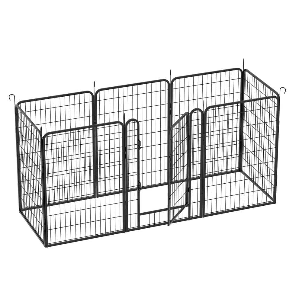 Resenkos Dog Rabbits Fence Blocker,Garden Fence,39.37"H Pet Pen 8-piece pack - Black