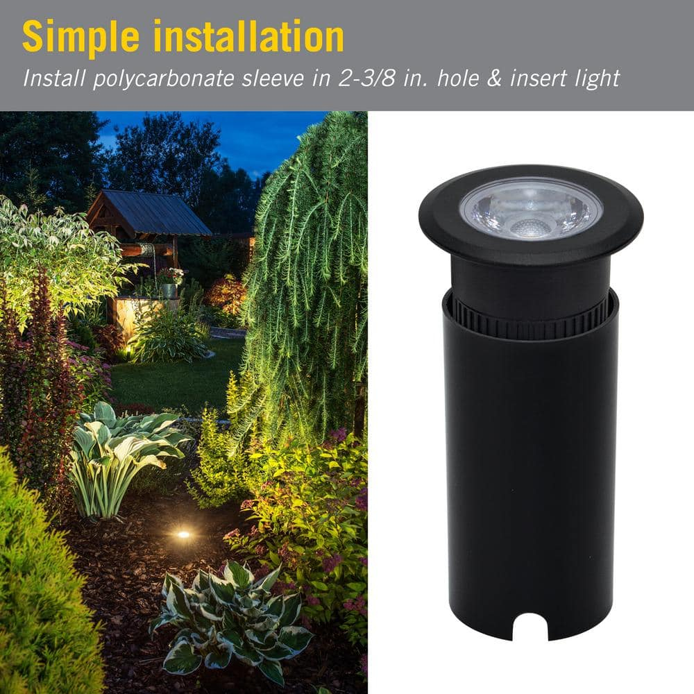 10-Watt Inground Landscape 750 Lumen Black Hardwired Integrated LED Well Light-Soft White 3000K
