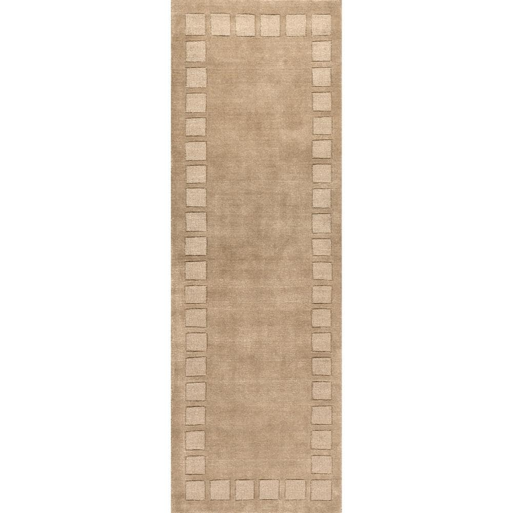 Rugs USA 2'6" x 8' Petra High-Low Wool-Blend Indoor Area Rug, Contemporary Style for Living Room, Bedroom, Office, Entryway, Hallway, Fawn