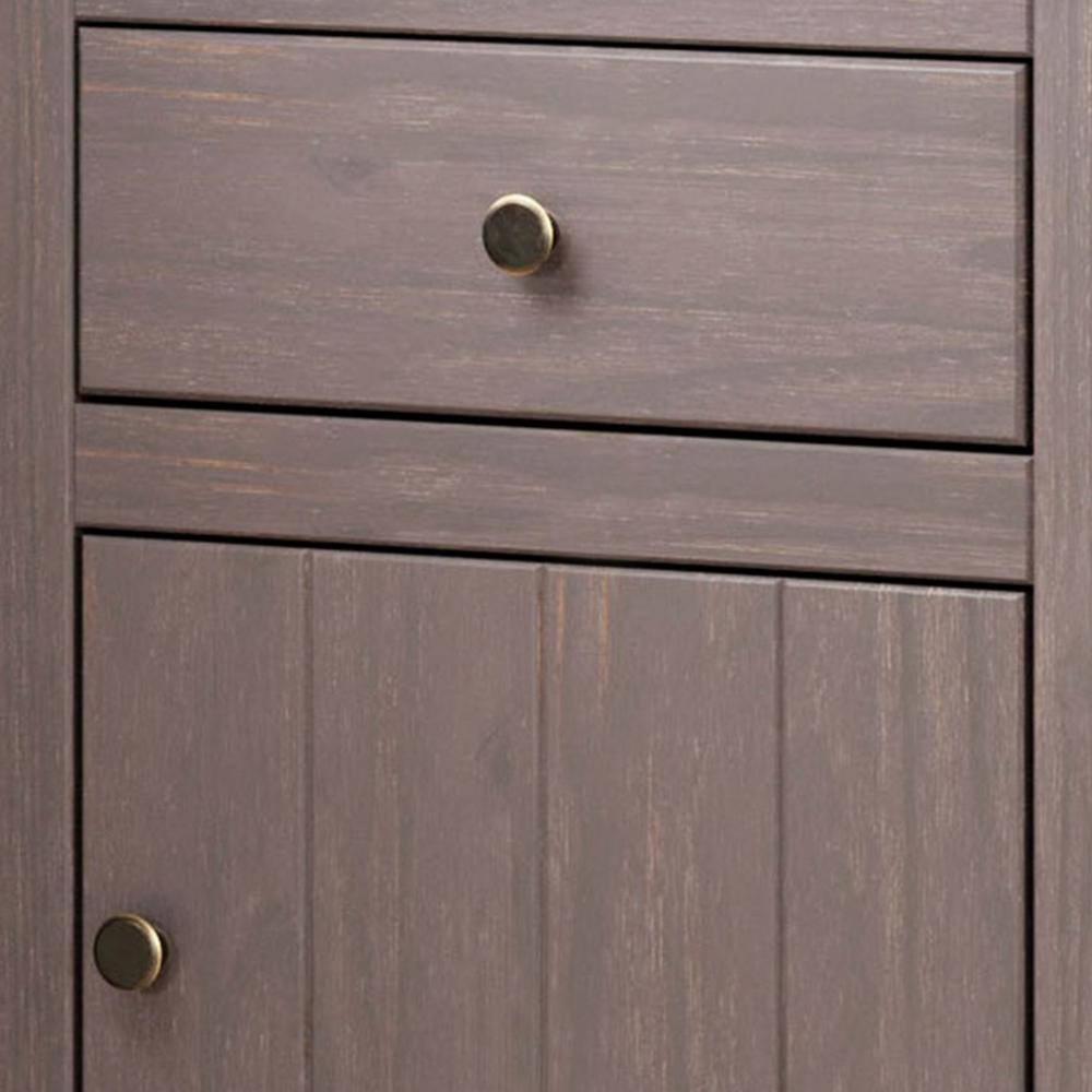 Stav Gray Solid Wood 1 Drawer Nightstand with Bronze Knobs