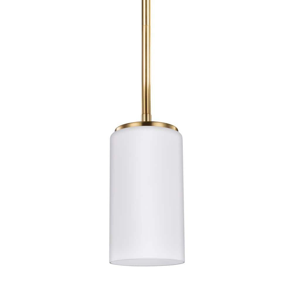 Alturas Mini-Pendant in Satin Brass with Etched Glass Shade
