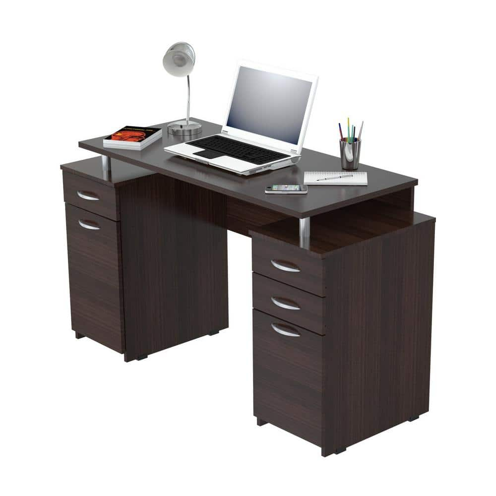 Inval America Espresso Writing Desk with Four Drawers