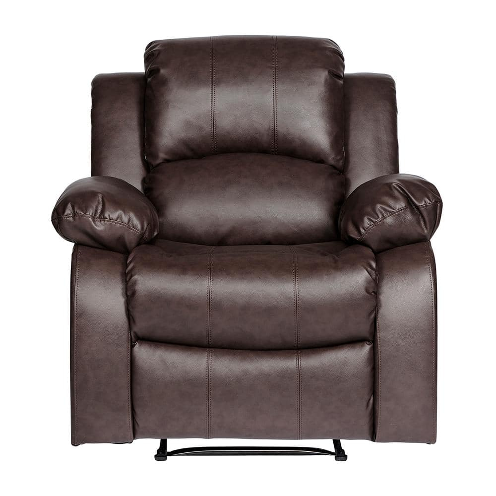 Lexicon Cranley Traditional Faux Leather Reclining Chair in Brown