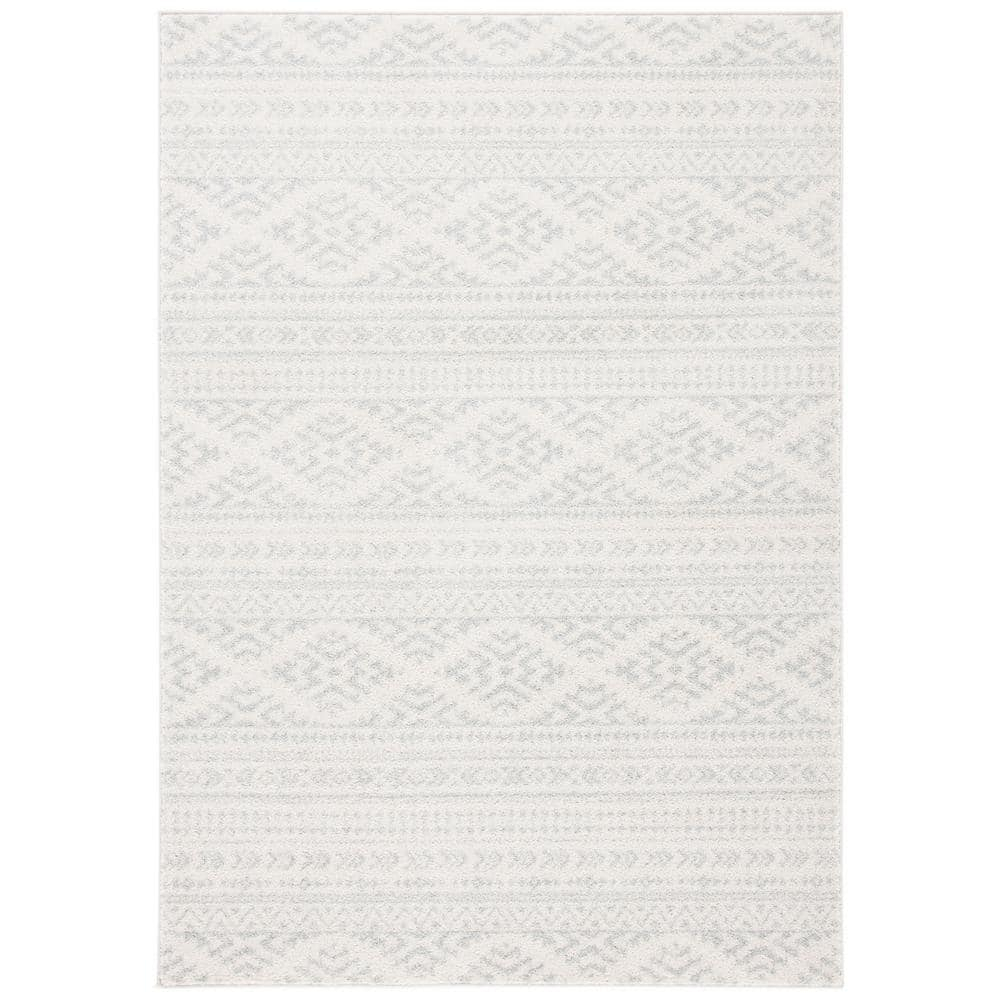 SAFAVIEH Tulum Lakisha Distressed Southwestern Area Rug, 9' x 12', Ivory/Light Grey