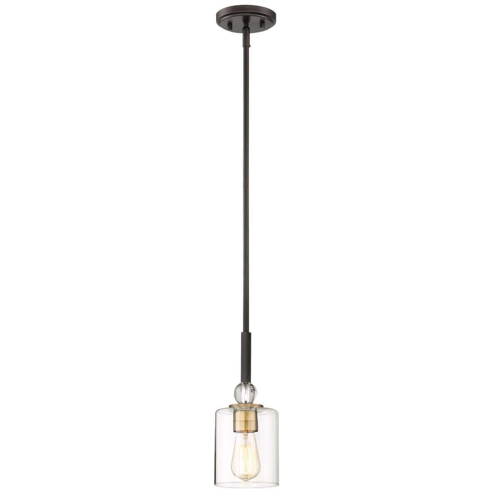Mini Painted Bronze and Brass Glass Pendant Light