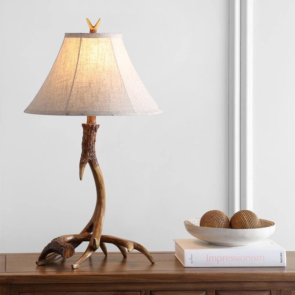JONATHAN Y JYL6305A Antler 27.5" Rustic Resin LED Table Lamp, Traditional for living room, dinning room, bedroom, office Bulb Included, Brown