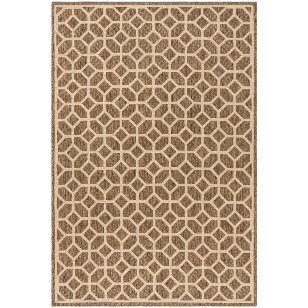 SAFAVIEH Beach House Kadri Geometric Indoor/Outdoor Area Rug, Beige/Cream, 5'3" x 7'6"