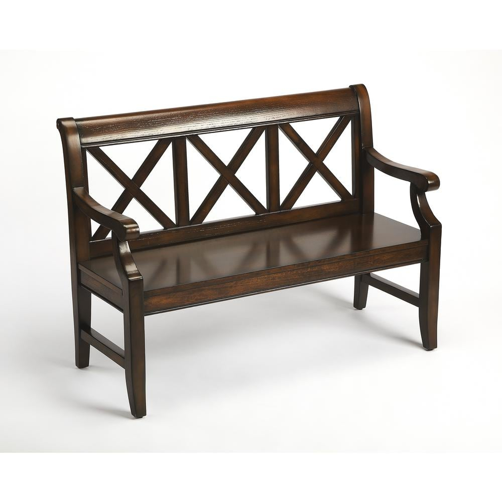 Gerrit Plantation Cherry Transitional Wood Bench