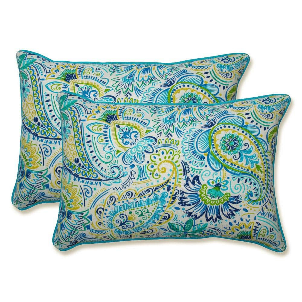 Pillow Perfect Gilford Paisley Indoor/Outdoor Reversible Throw Pillow (Set of 2)