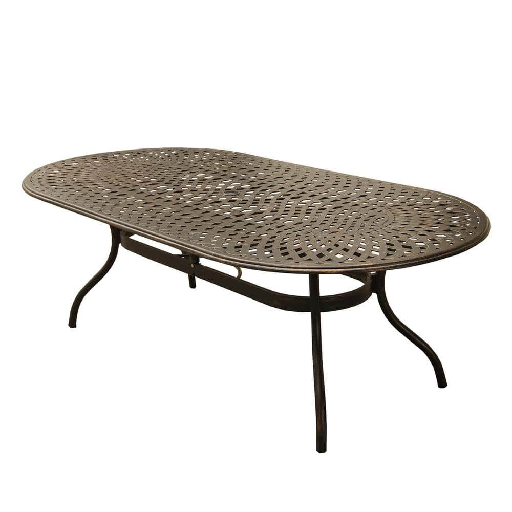 W WARMHOL 9-Piece Patio Dining Set, Outdoor Patio Table and Chair Set of 83.8" Oval Cast Aluminum Dining Table with Umbrella Hole and 8 Outdoor Dining Chairs, Patio Funiture Set for Lawn Garden