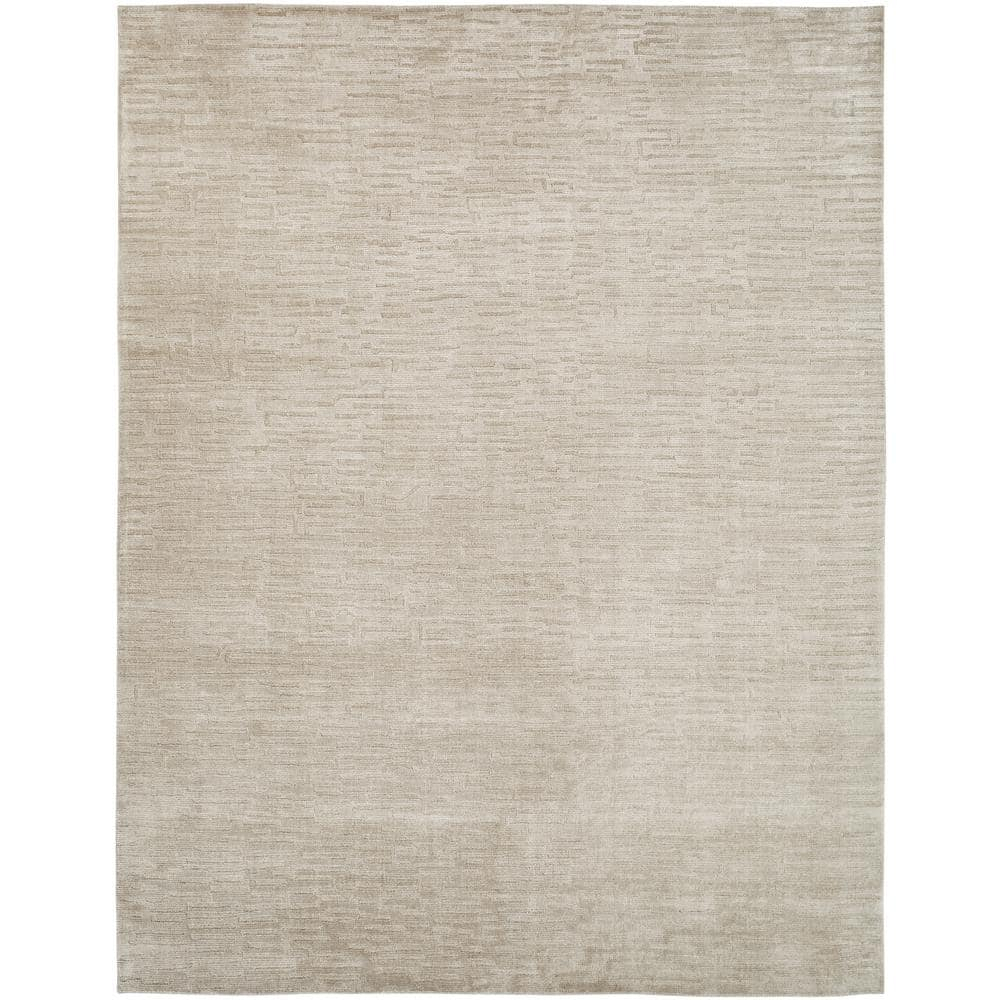 Handmade Linear Pattern Area Rug Linen 3'6" x 5'6" 4' x 6'