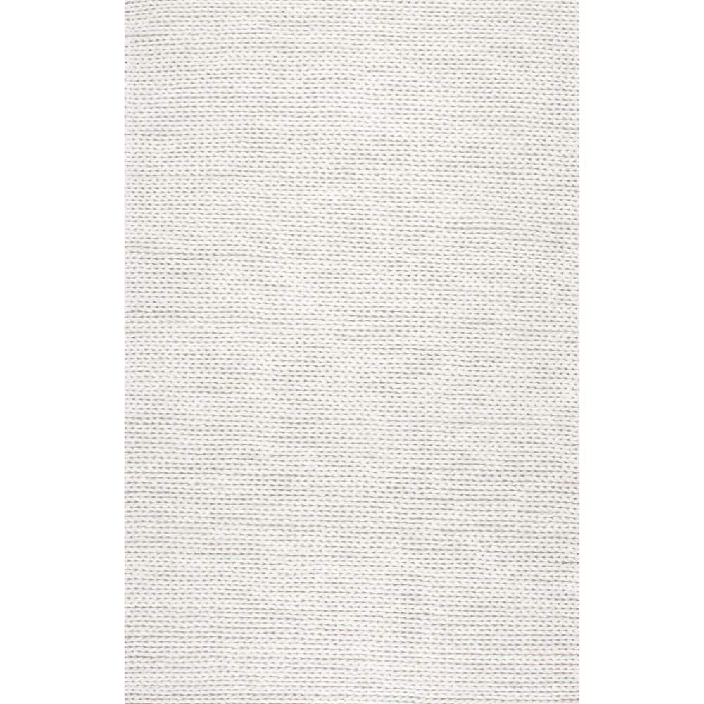 nuLOOM Penelope Braided Wool Off White 4' x 6' Farmhouse Area Rug