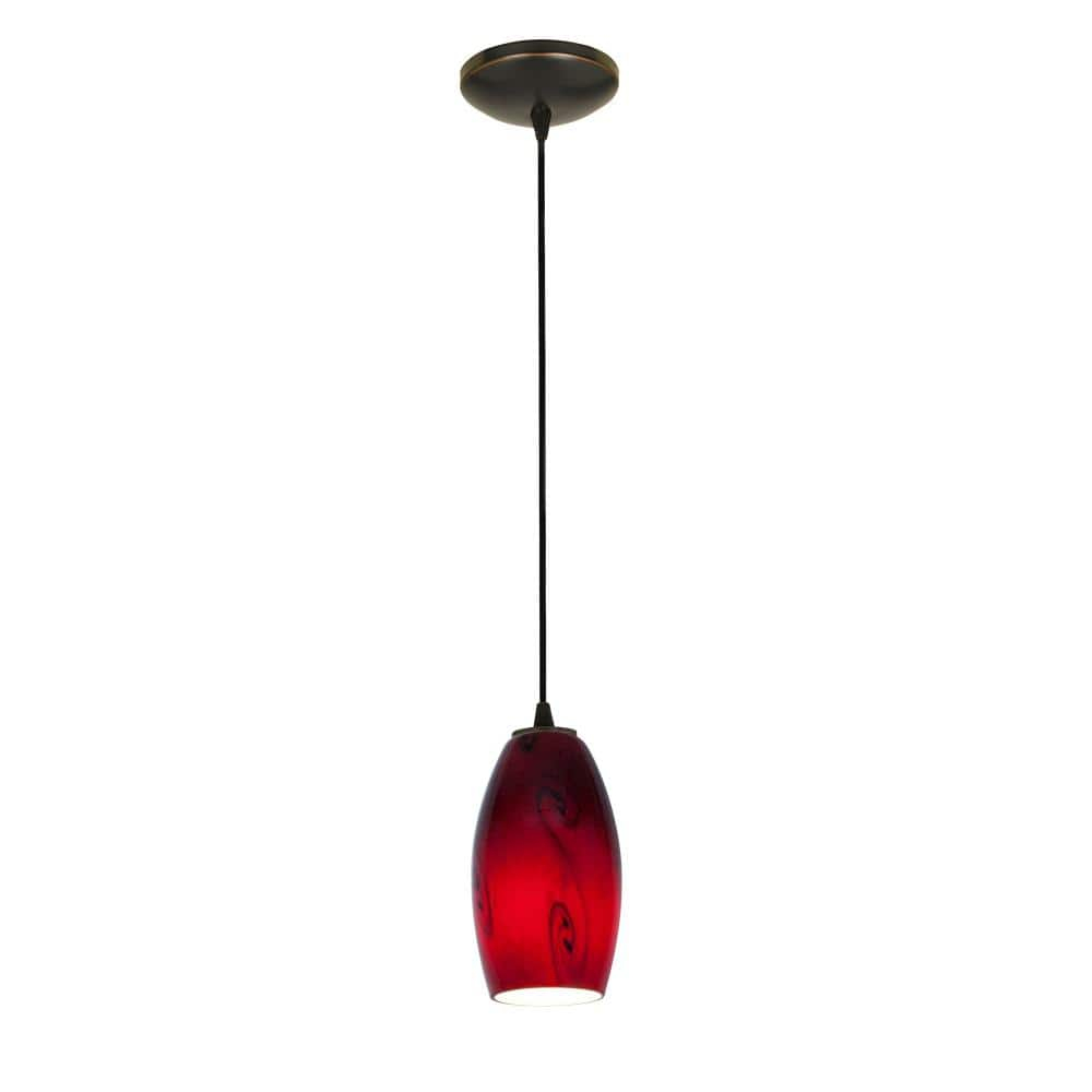 Access Lighting  Merlot Bronze Cord Pendant with Red Sky Shade