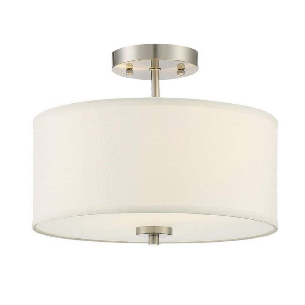 Trade Winds 2-light Drum Semi-flush In Brushed Nickel