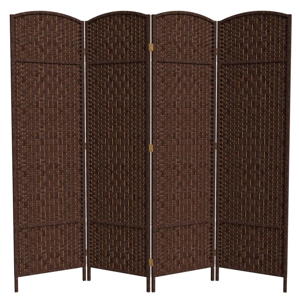 Oriental Furniture 6 ft. Tall Diamond Weave Room Divider - Dark Mocha - 4 Panel
