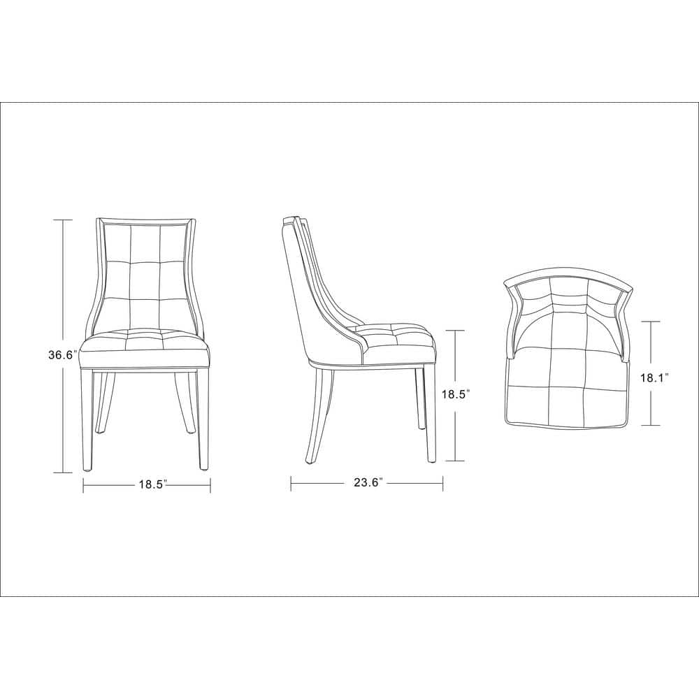 Manhattan Comfort Fifth 18.5" Faux Leather Dining Chair in Silver (Set of 2)