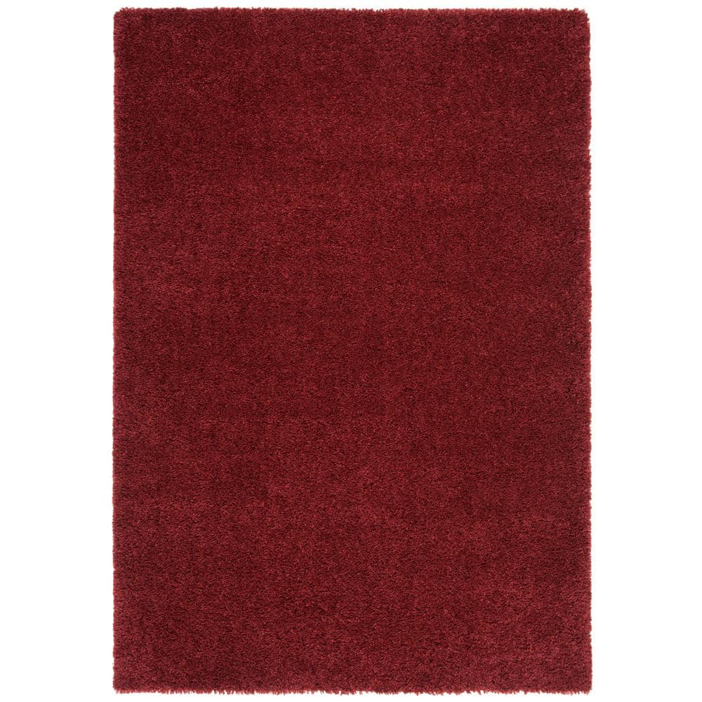 SAFAVIEH August Carlene Solid Plush Shag Area Rug, Burgundy, 3' x 5'