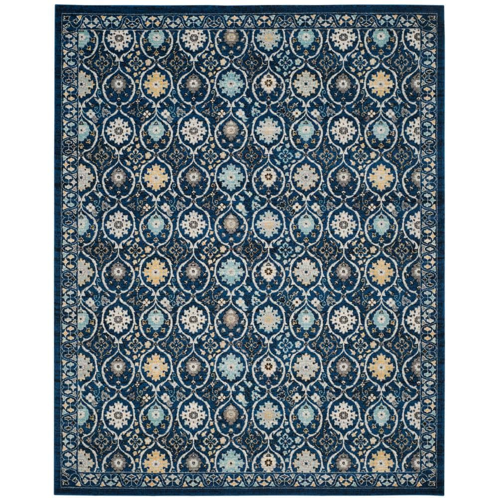 SAFAVIEH Evoke Charlotte Floral Geometric Area Rug, Royal/Ivory, 9' x 12'