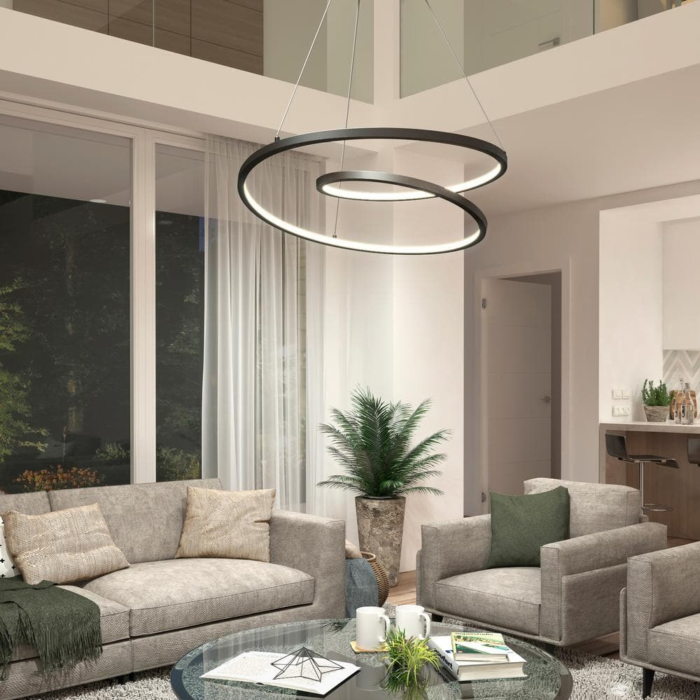Artika Salto 26-Watt 1 Light Black Modern 3 CCT Integrated LED Pendant Light Fixture for Dining Room or Kitchen
